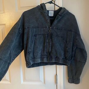 Black Denim Women’s Cropped Jacket Size Medium